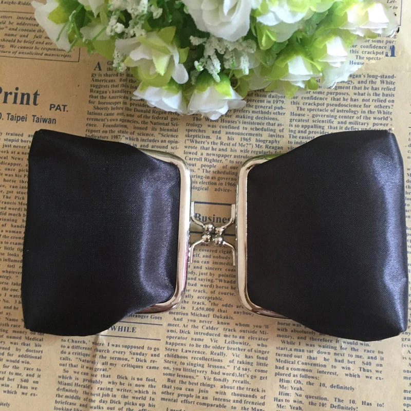 12pcs Coin Purses Silk Plain Print Hasp Short Wallet For Lady