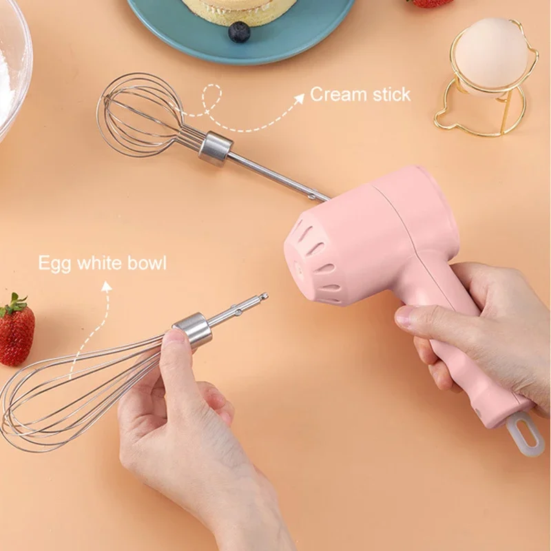 Electric Food Mixer Wireless Portable Hand Blender 3 Speeds - High Power Dough Blender Egg Beater Baking Hand Mixer - Kitchen To