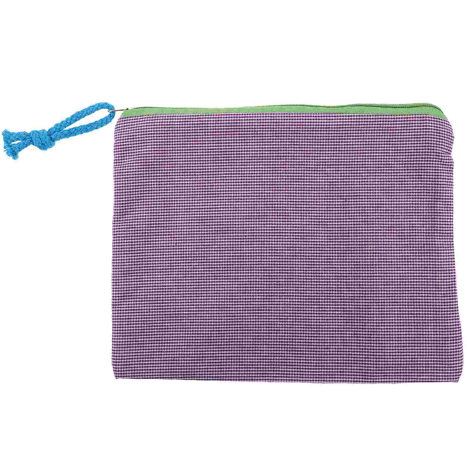 Maquiagem Xadrez portátil Sacos, Malha Outdoor Cotton Linen Organizer, Pequeno