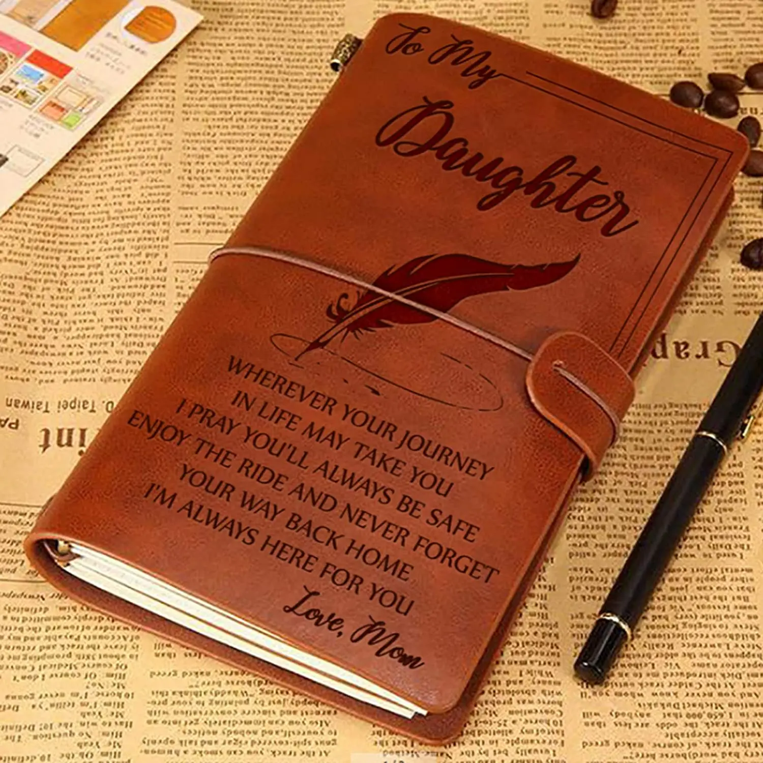 Travel Leather Diary Notebook That Mom Gives to a Notebook Daughter'S Birthday and Graduation Gift A