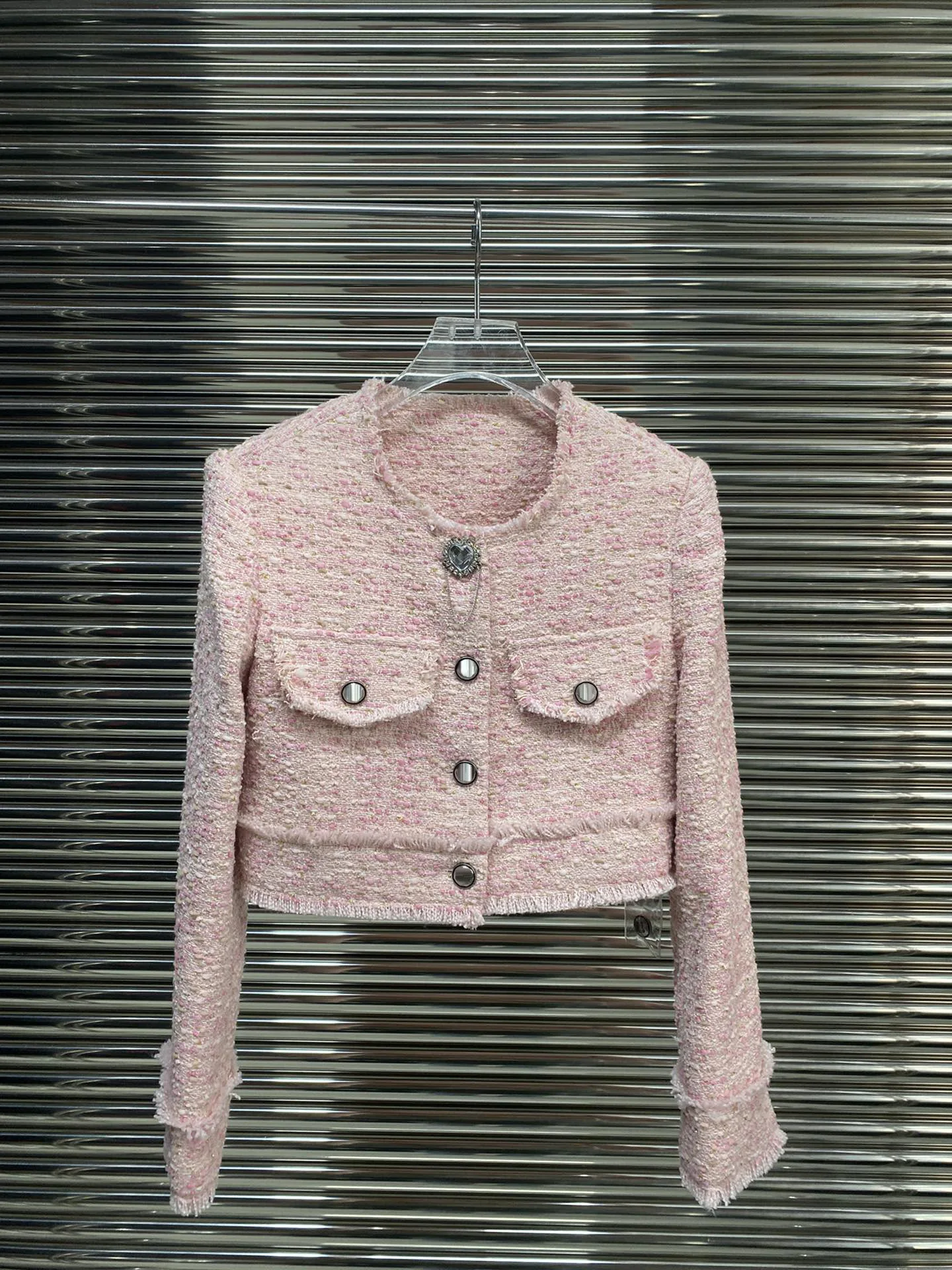 

Women's Clothing New pink short tweed jacket for early spring!