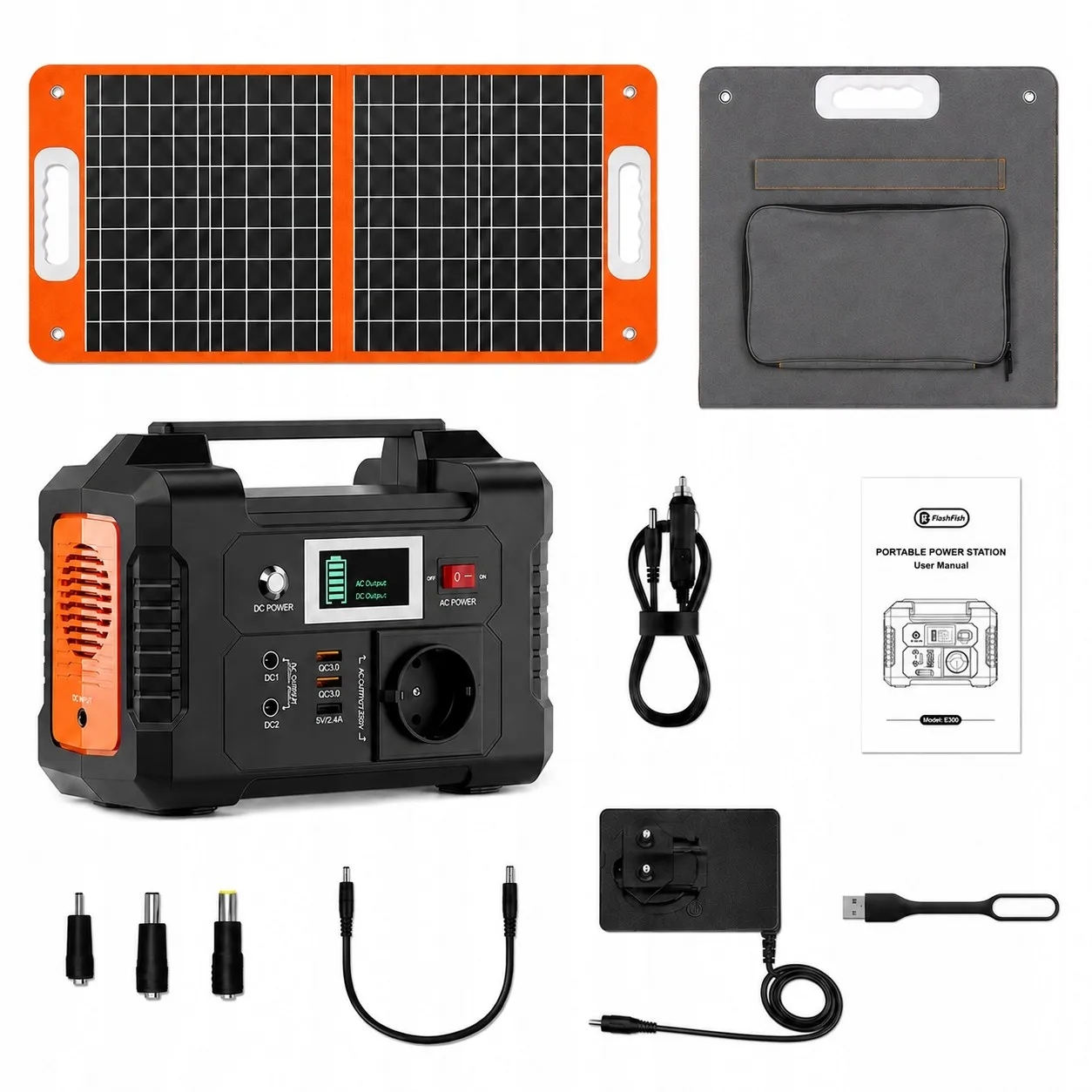 Image of Flashfish E200 Tragbare Powerstation mit Solarpanel 151Wh 200W Solargenerator 250W Spitzenleistung AC 100-240V Batterie-Backup-Stromversorgung für Camping Reisen Outdoor