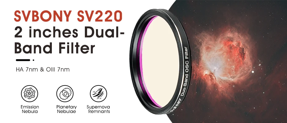 Svbony SV226 Filterschublade für Teleskop 1,25''/2'' H-Alpha & OIII 7nm Dual-Band Nebula Astrofotografie-Filtersystem – Detail 7