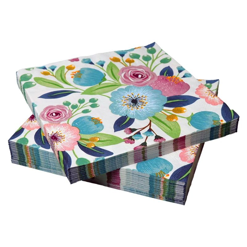 

50 pieces per pack 3layers thickening colored printed paper napkins party tissues 33*33cm square disposable napkins