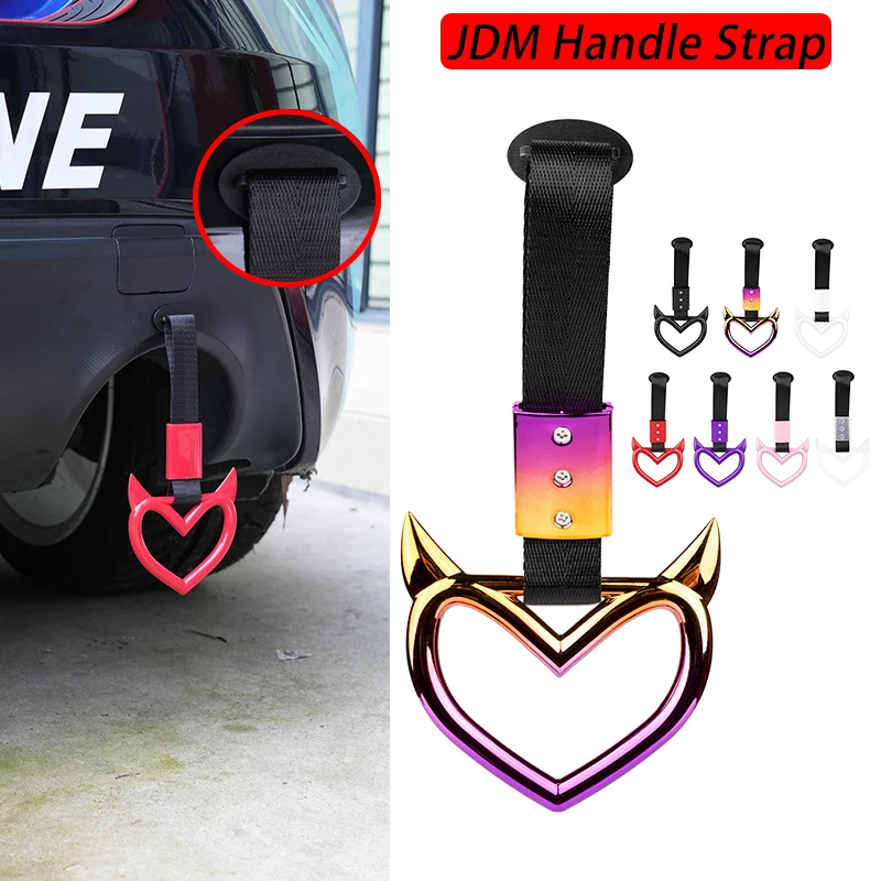 1ชิ้นใหม่ Jdm Tsurikawa แหวนมือจับรถไฟหัวใจรถบัสสายรัดข้อมือมีสไตล์ดริฟท์รถเตือนรถสติกเกอร์สายตะขอ