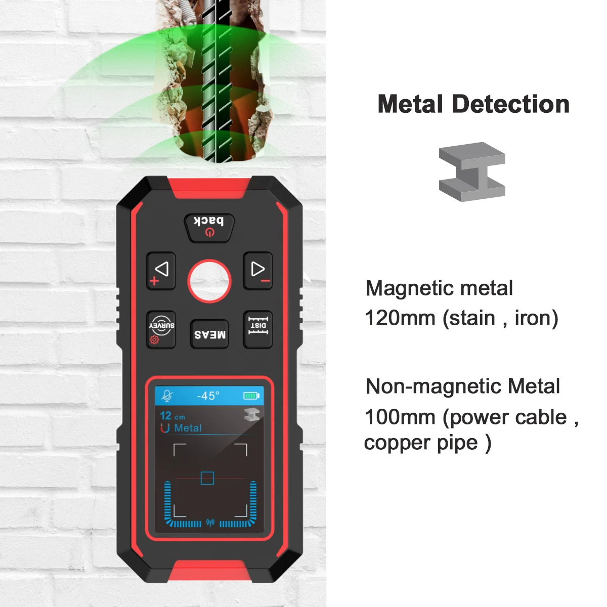 NOYAFA 3 In 1 Metal Detector Backlit Black AC Wood Stud Finder Cable Wires Depth Tracker Undeground Wall Scanner