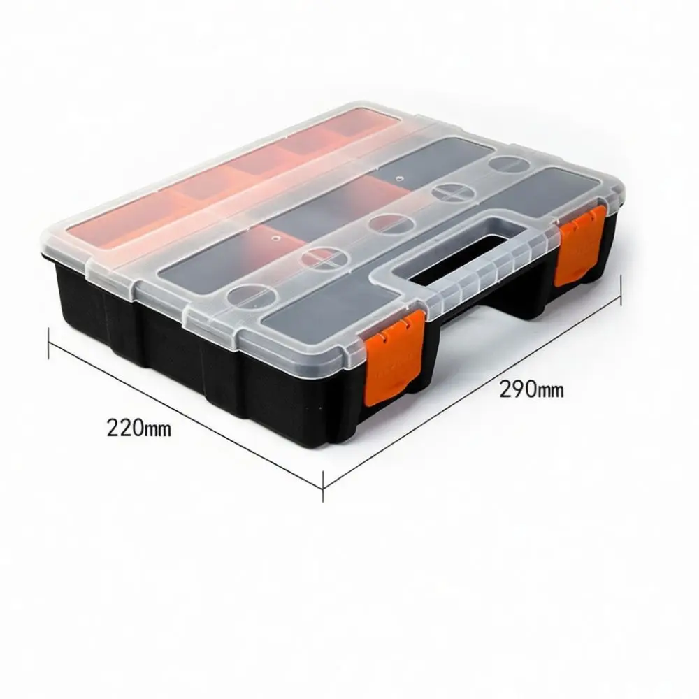 Clear Plastic Organizer Box Hardware Tool Case Storage Container With Removable Dividers For Electronics Parts Kits