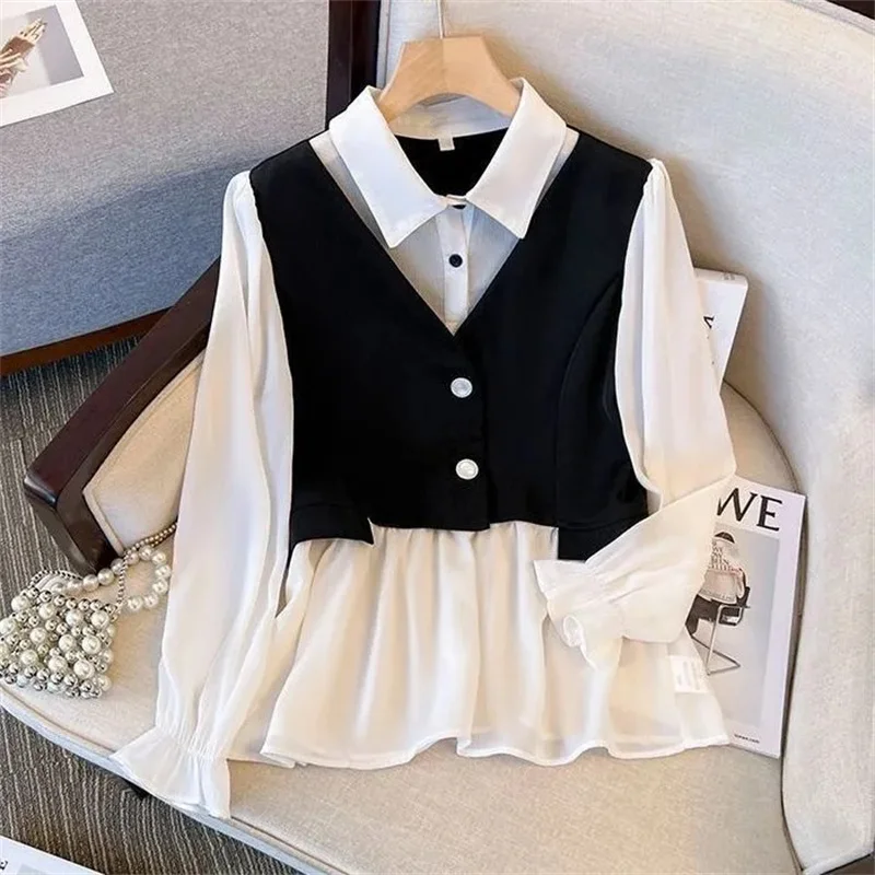 2024 Early Autumn Fashion Suit Women\'s European Goods Temperament Show Thin Shirt Straight Pants Casual Women\'s Two-Piece Set