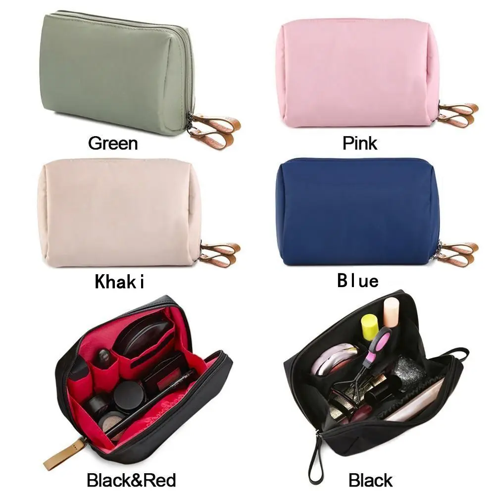 Bolsa de maquillaje Dacron portátil, bolsa de cosméticos dividida de gran capacidad, bolso de almacenamiento impermeable de múltiples colores