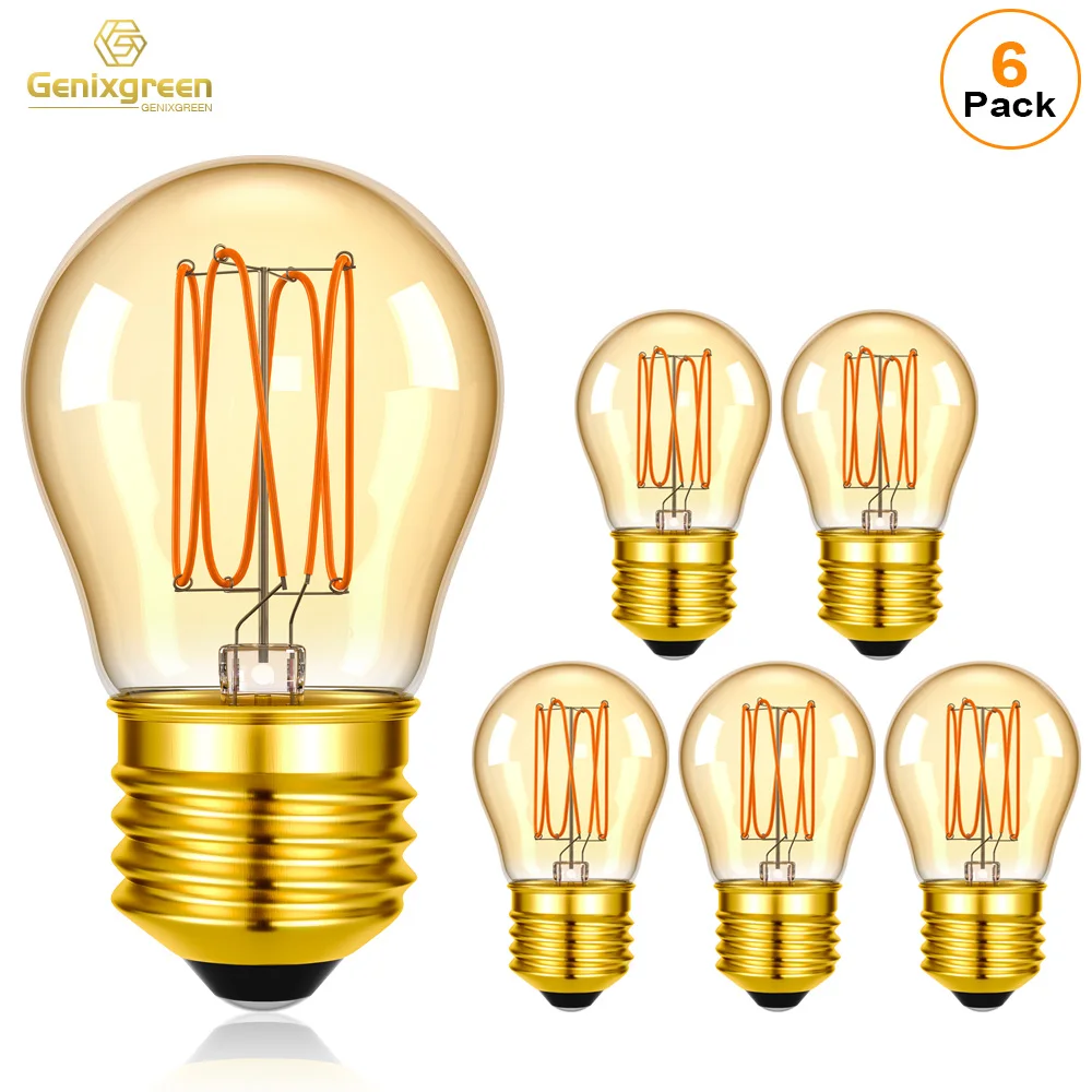 

Винтажная светодиодная лампа G45 3W с спиральной нитью накаливания, цоколь E27, янтарное стекло, 220В, 1800К, лампа Эдисона, гибкая лампа для подвесного освещения