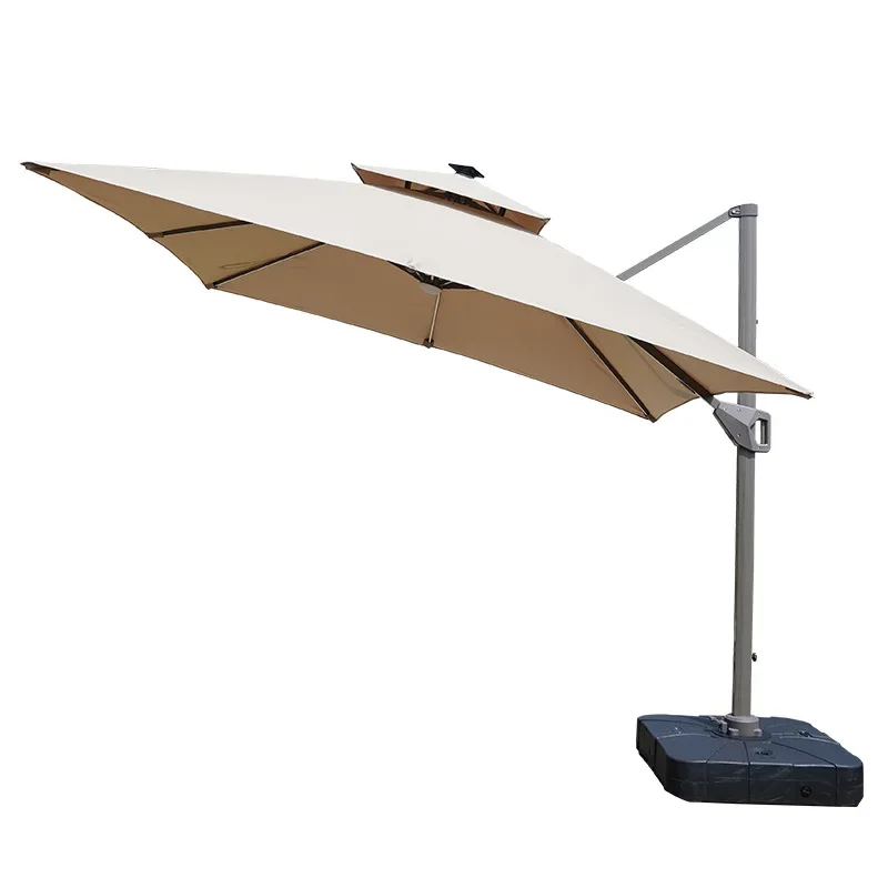 #Outdoor Patio Umbrella with Solar Lights, 9 ft Garden Sunshade for Terrace Balcony, Durable Waterproof Canopy, Home Villa Use