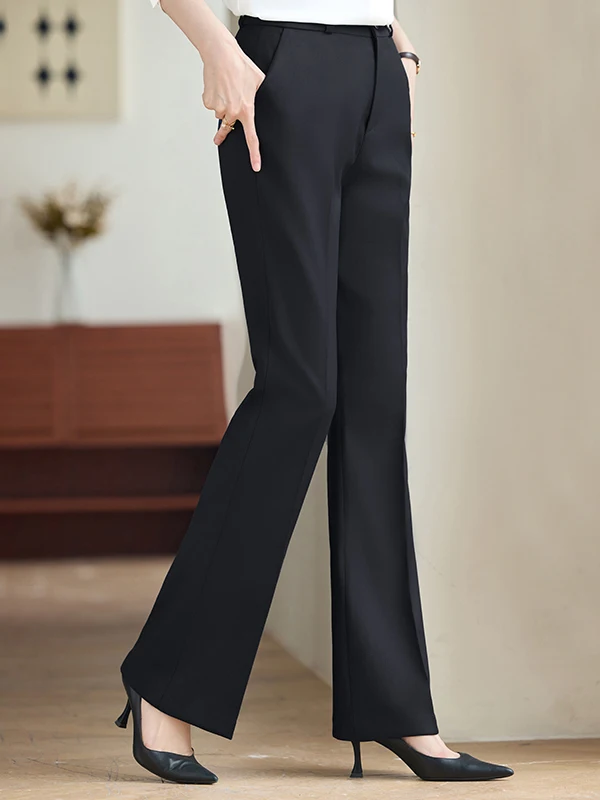 Elegant Work Pants Women's Spring Autumn Winter Straight Leg Suit Pants Commuting Office Bank Job Drapey Professional Flared ...