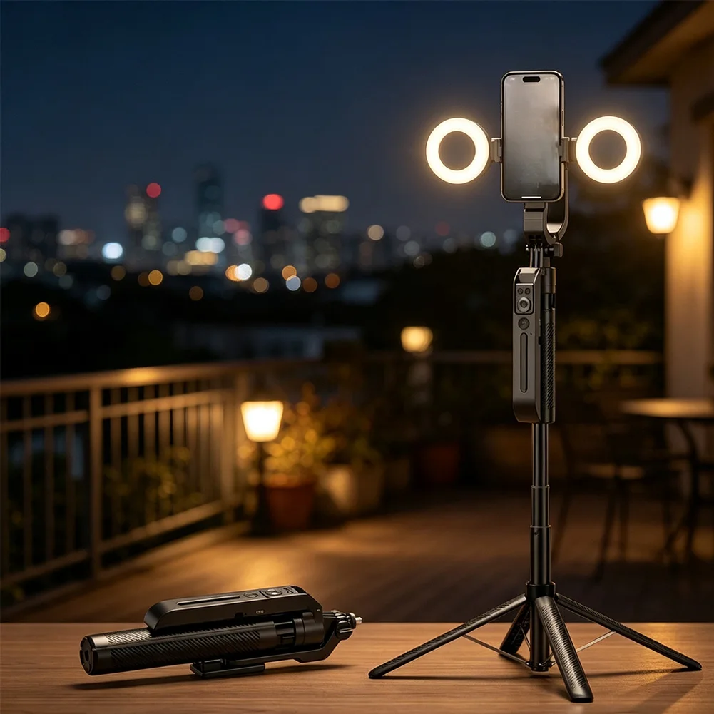 1.8m Tracking For Stabilizer Selfie Rod With Dual Fill Lights Auto Follow-Up Face Phone For Gimbal Tripod Stand For Live Stream