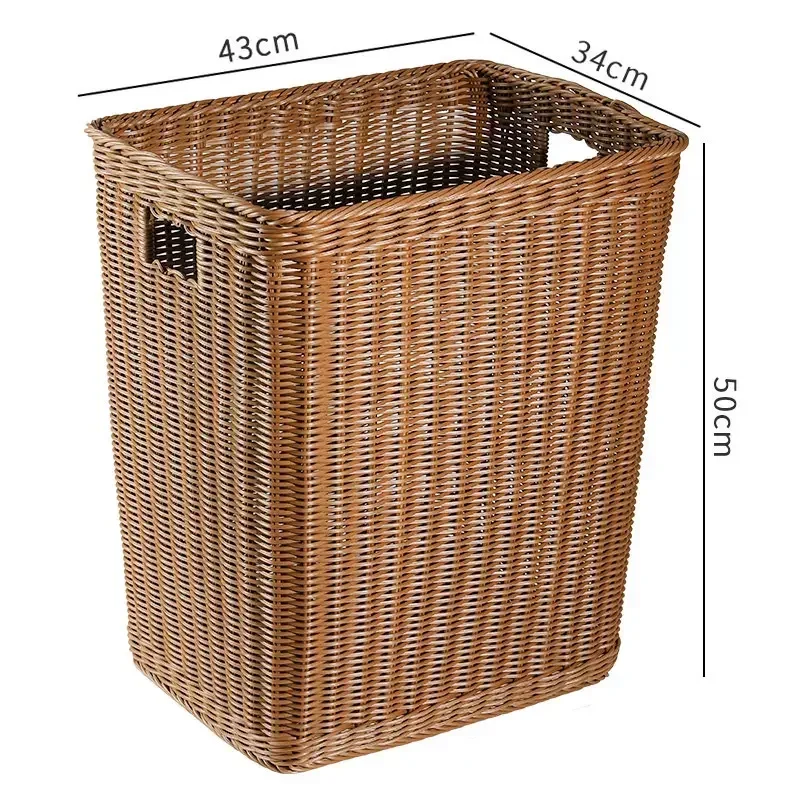 Nordic Style Large Dirty Clothes Basket, Circular, Living Room, Book and Newspaper Storage Bucket, Plastic Rattan Warehouse Rack