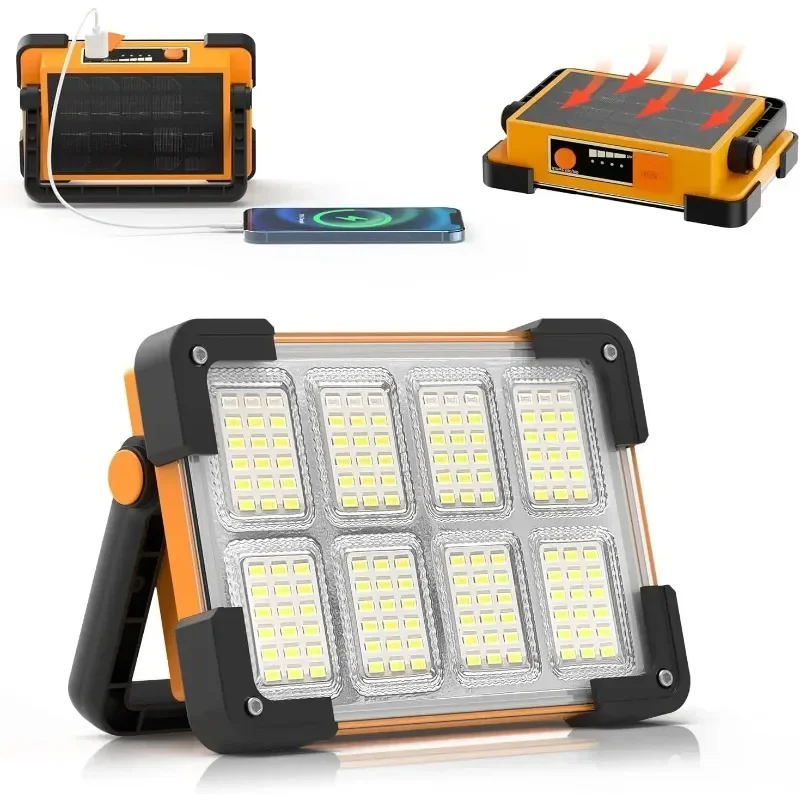 【Best-selling】 New Rechargeable Solar Flood Light Outdoor Portable LED Reflector Spotlight Rechargeable Projector Floodlight Con