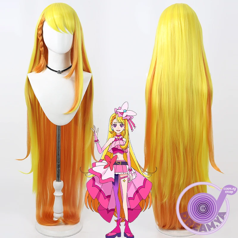 Hijiri Ageha Cosplay Wig Yellow Orange 120cm Heat Resistant Synthetic Hair Halloween Party Role Play Carnival + Free Wig Cap