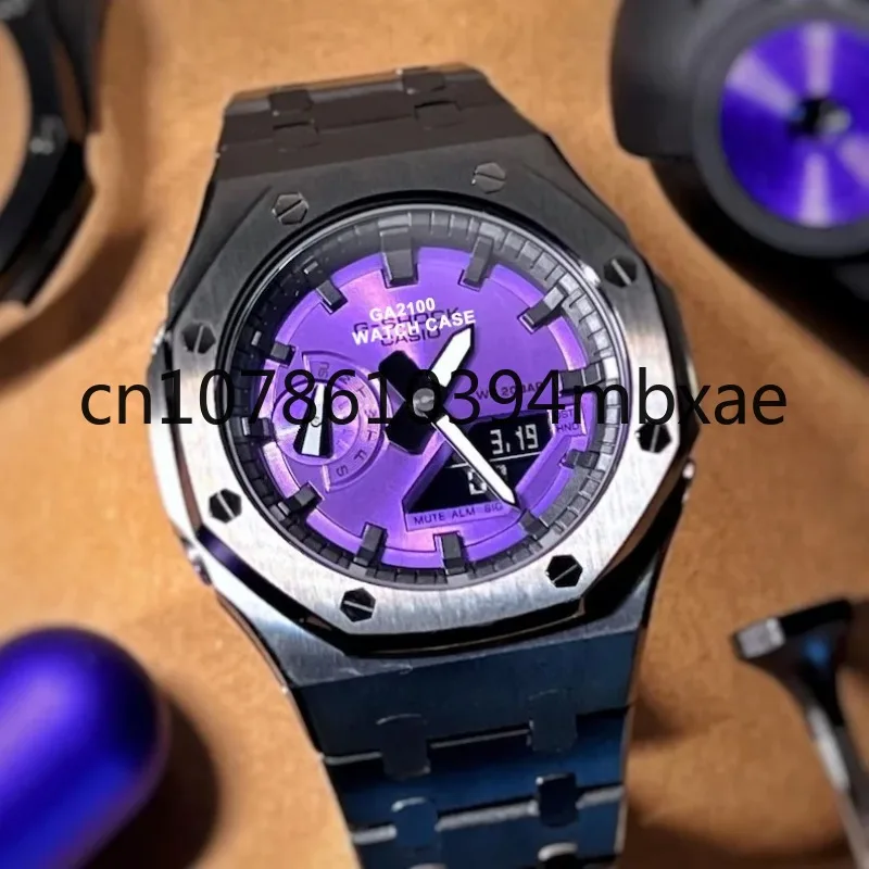 Heißer Verkauf lila 4. GA-2100/2110 Casioak Uhrengehäuse DIY Edelstahl Uhren armband für Gshock Mod