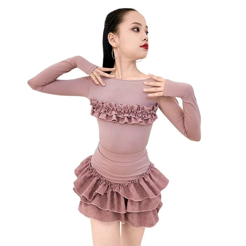 

Children's Autumn and Winter New Latin Dance Practice Performance Dance Costumes Performance Costumes latin dance dress