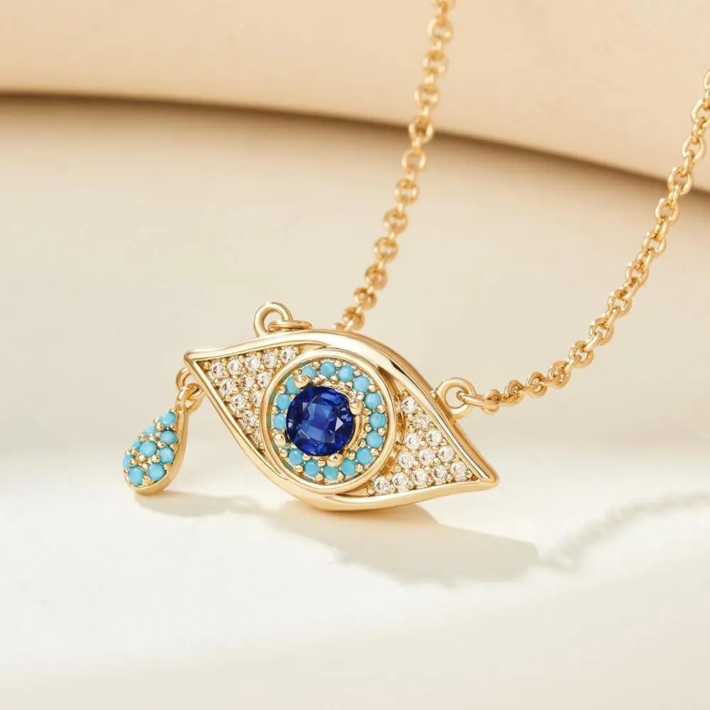 

plata 925 Evil Eye Necklace for Women 18k Gold Plated Pendant Necklace Cubic Zirconia Turquoise Dainty Trend Jewelry Gift