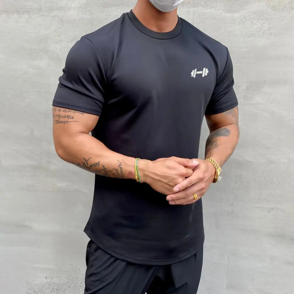 2022 Men T-shirt Male Sports Gym Muscle Fitness T Shirt Blouses Loose Half Sleeve Summer Bodybuilding Tee Tops Men\'s Clothing