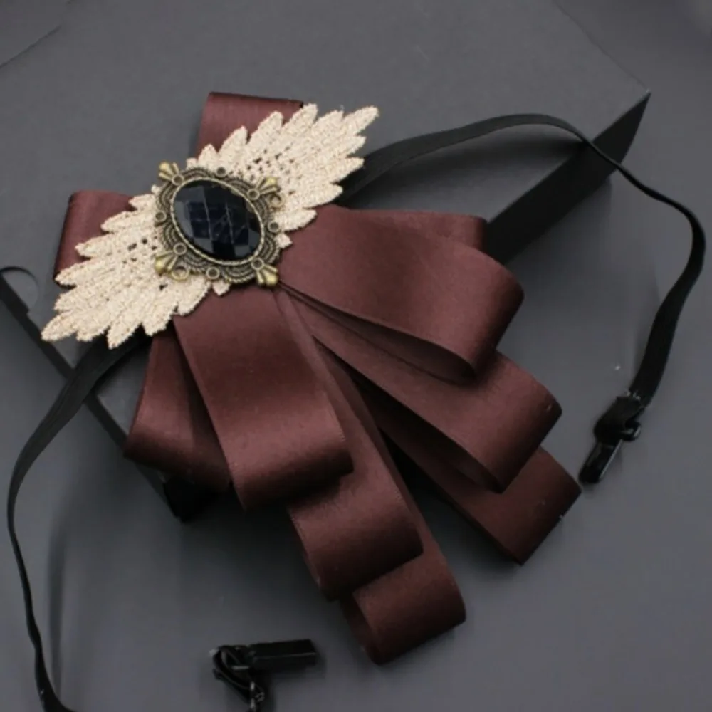New Faux Stone Men's Suit Lapel Flowers Alloy Polyester Bow Tie Necktie Neck Decoration Groom Formal Suit