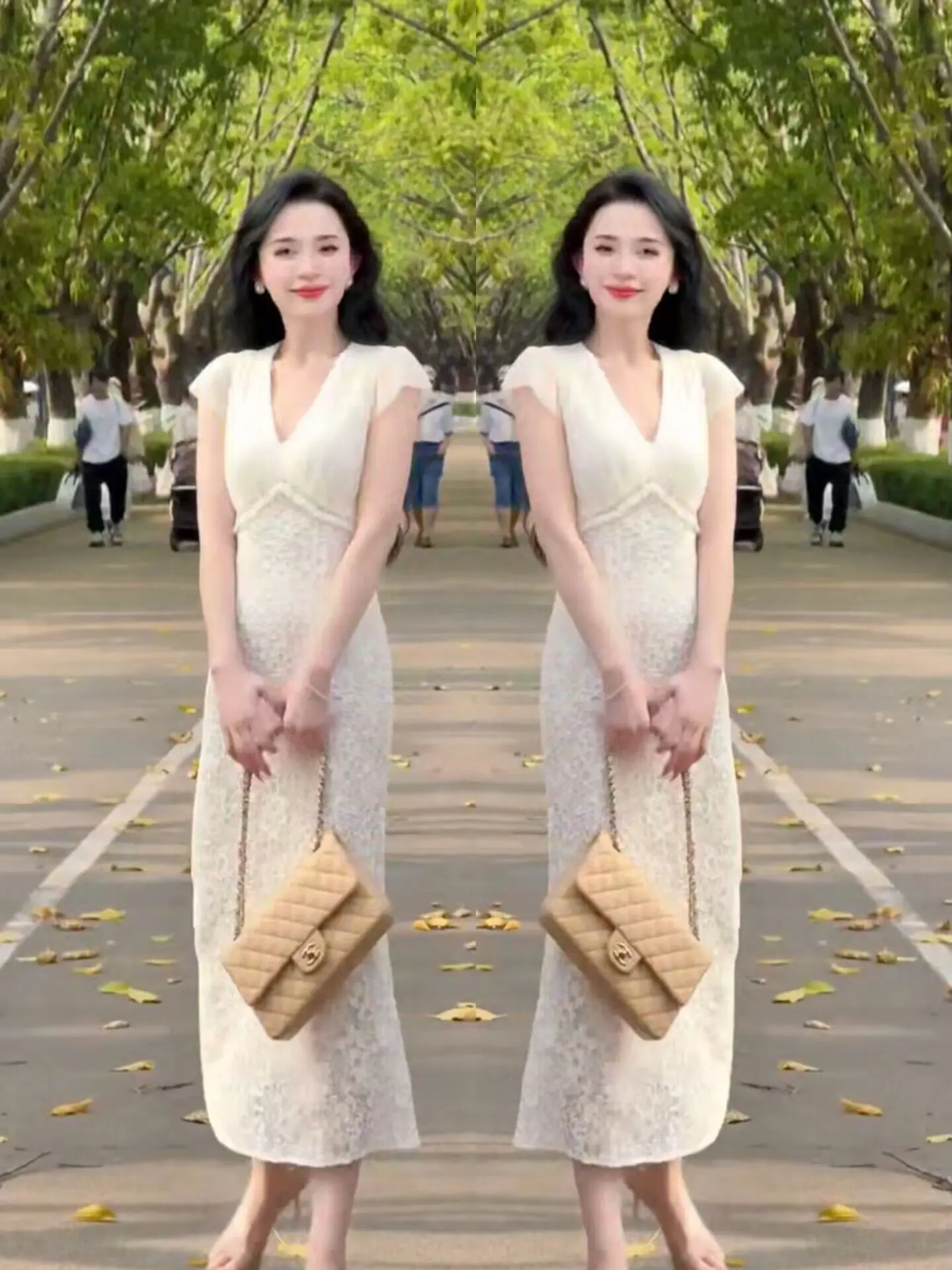 

Elegant Lace Dress Women's Sleeveless V-Neck Hollow out Fish Tail Long Skirt High Waist Slimming Summer New Style Citywalk
