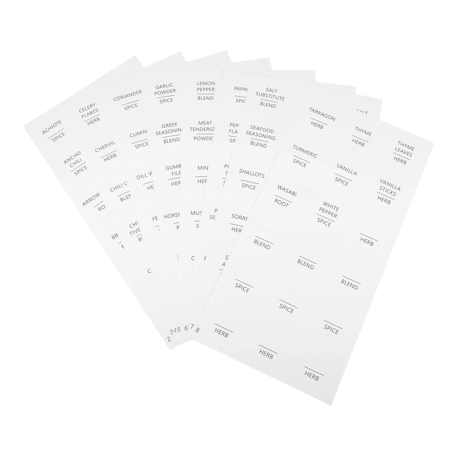

8 Sheets 3 8cm Round Waterproof Stickers for Spice Jars White Seasoning Labels Food Containers Kitchen Pantry Storage