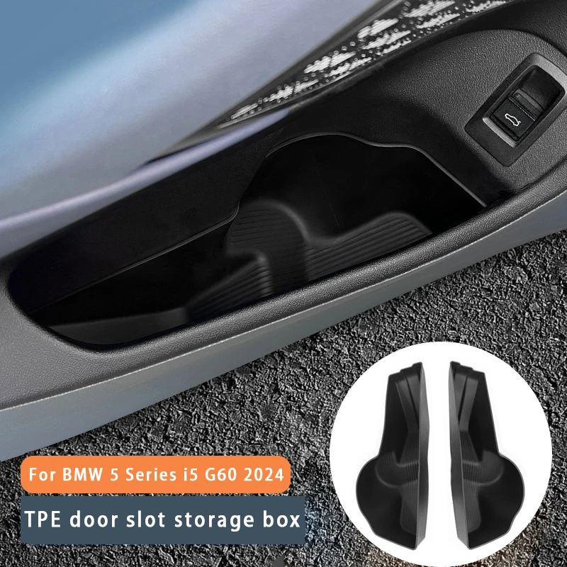 

For BMW 5 Series i5 G60 2024 Car Door Slot Storage Box TPE Car Door Side Storage Box Tray Car Interior Accessories