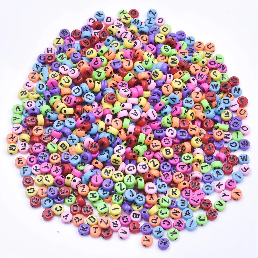 

50-300pcs Wholesale Round Rainbow 26 Letters Spacer Beads For Jewelry Making Supplies DIY Summer Accessories Acrylic Alphabets