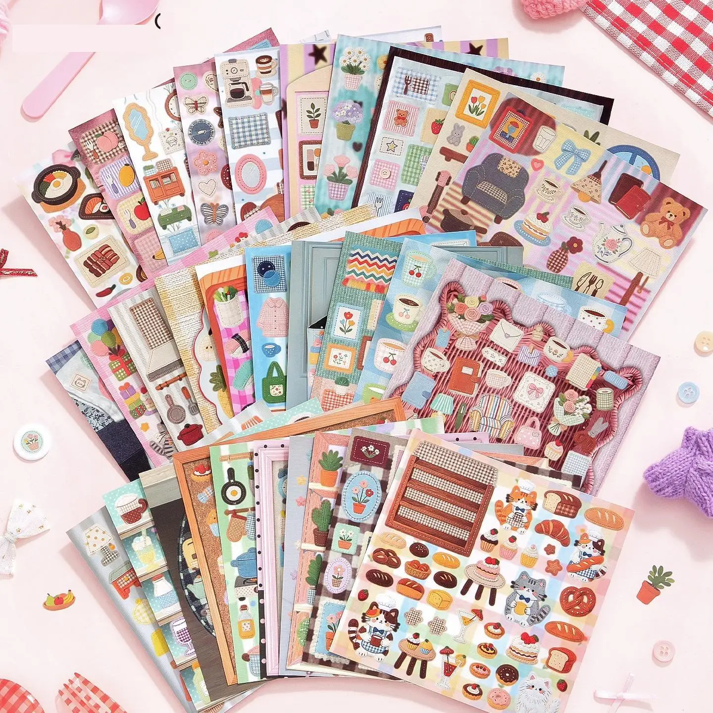 30pcs/set Japanese Style Cute Home Furnishing Stickers Handmade Material Sticker Glitter Matte Glossy For Diy Decorative Sticker