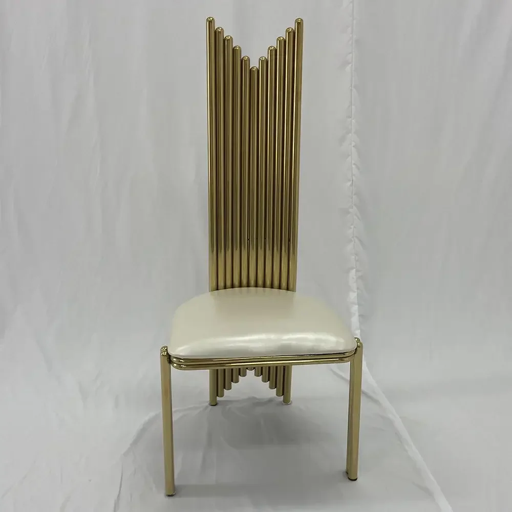 Luxury exquisite high back stainless steel wedding gold stackable conference chair dining chair