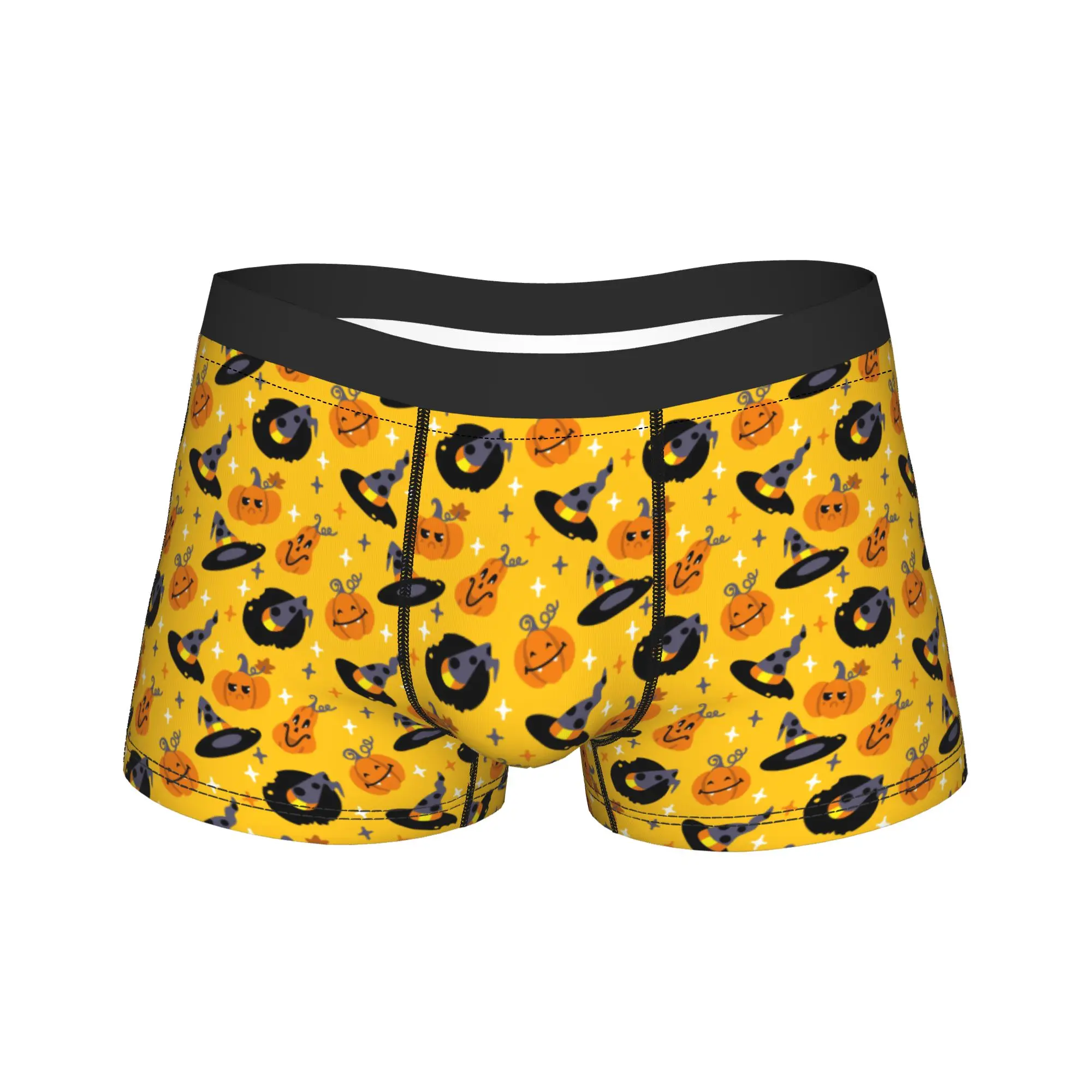 Men Cartoon Halloween Ghost Pumpkin Long Underwear  Humor Boxer Briefs Shorts Panties Male Breathable Underpants M-XXL