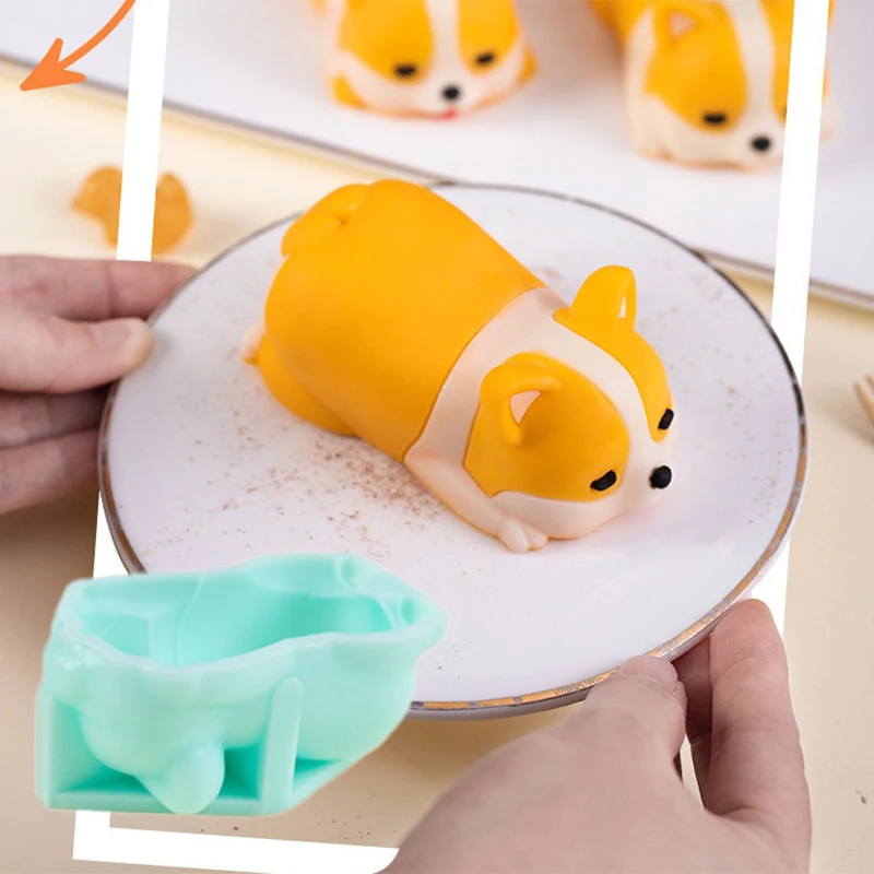 

Cute Dog Milk Pudding Molds Silicone Jelly Mould Mousse Dessert Molds Corgi Jelly Pudding DIY Baking Cake Kitchen Tools