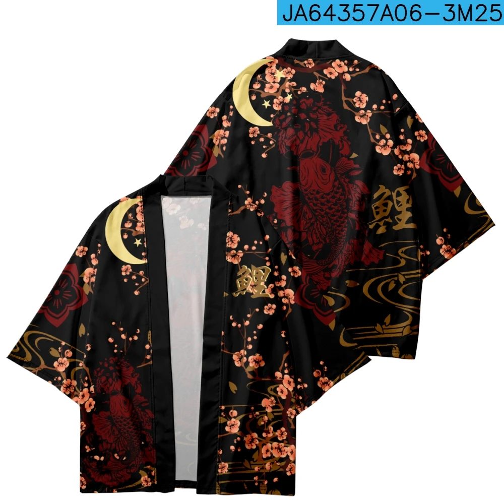 

Fashion Red Carp Print Haori Shirts Streetwear Harajuku Men Women Cardigan Tops Beach Yukata Japanese Kimono Plus Size