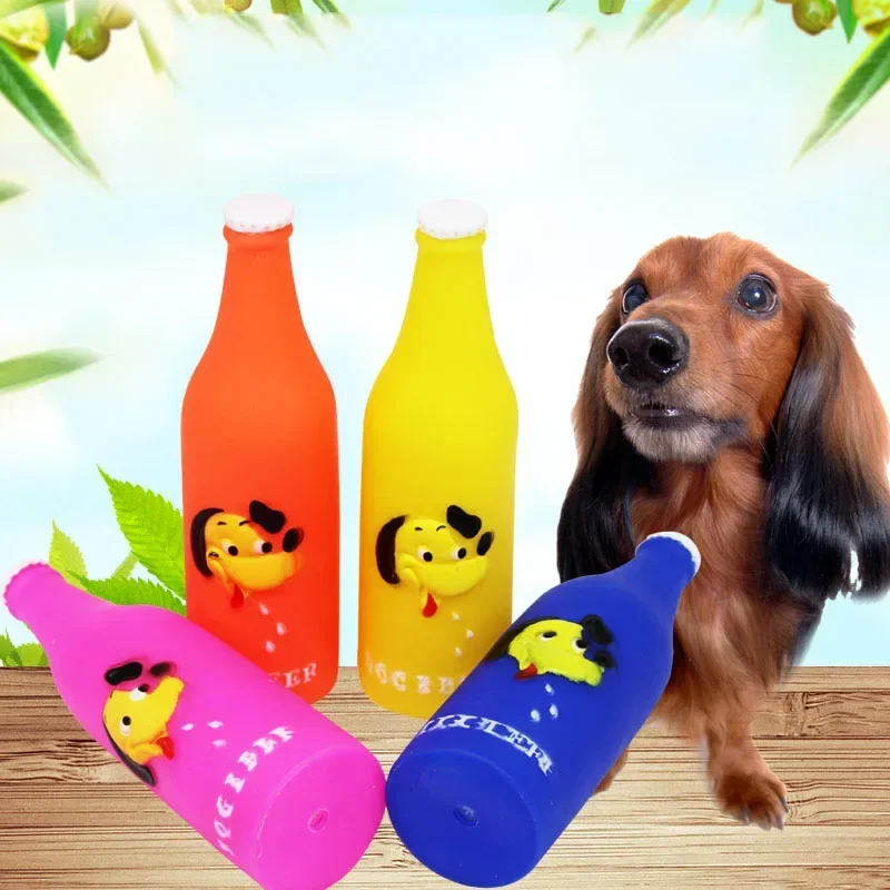 Creative Squeak Beer Bottle Dog Toys Puppy Interactive Chewing Pet Dog Toy Cleaning Teeth Pet Squeaker Toys Large Dogs