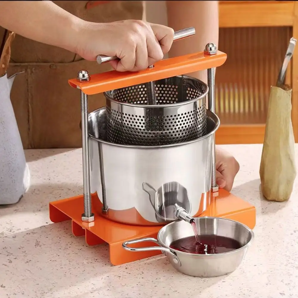 Stainless Steel Manual Juicer With Drip Basin Efficient Vegetable Stuffing Squeezer Heavy-duty Fine Filter Mesh Grape Squeezer