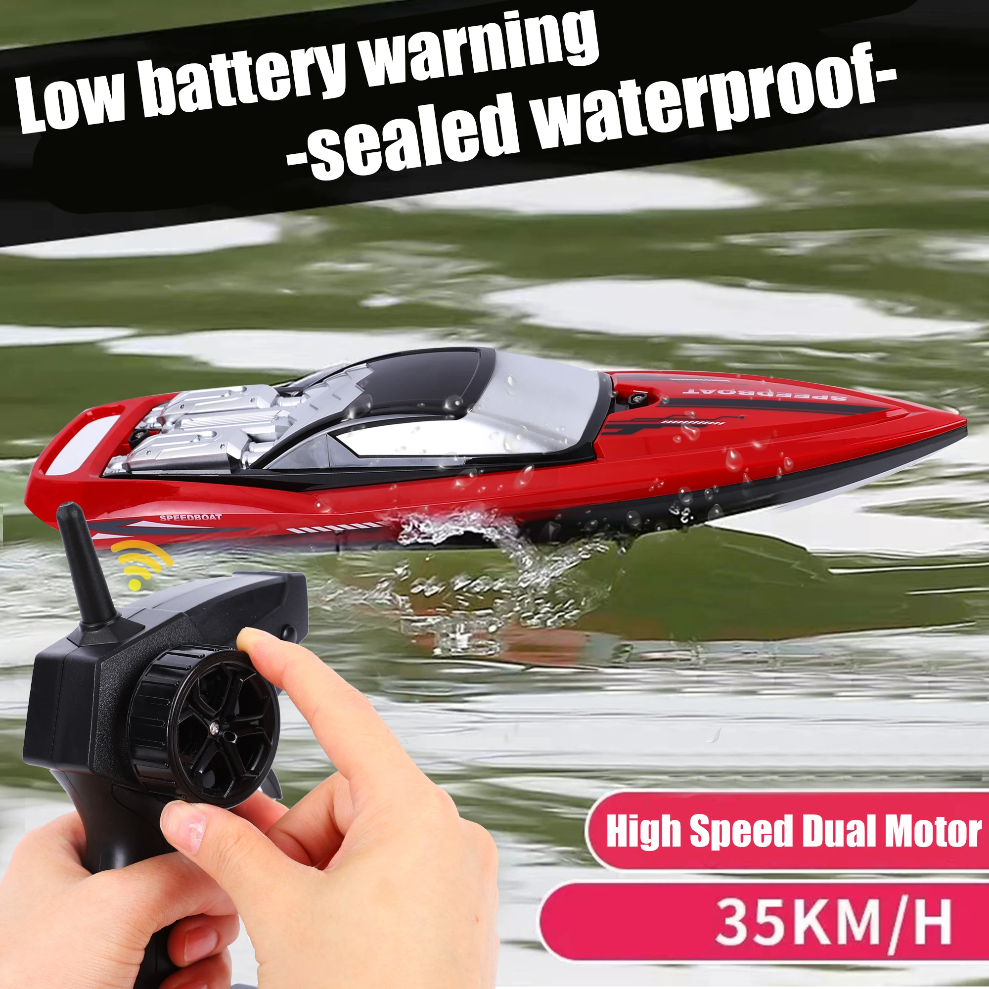 

2.4G RC Boat Kid Toy Remote Control Boat Double Motor Speedboat Simulation Double Sculls Yacht Toys for Boys Children's Day Gift