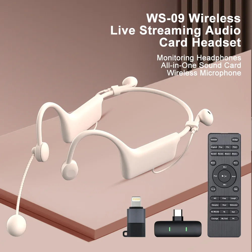 

Wireless Sound Card Headset For Live Streaming with MIC Intelligent Noise Reduction Earphone Earbuds All-in-One Online Education