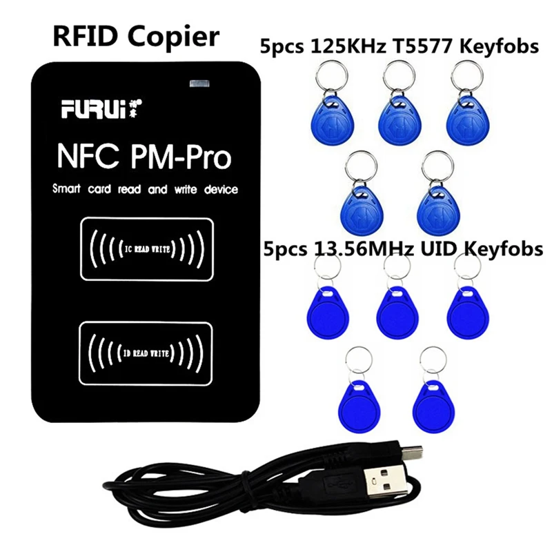 FURUI RFID Decoding Duplicator NFC Smart Chip Card Reader 13.56Mhz Badge Clone 125Khz Token Tag Writer PM Pro Key Copier