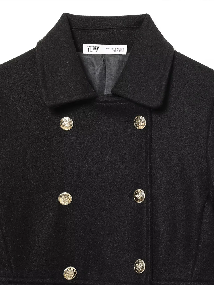 النمط الأوروبي والأمريكي 2025 الخريف الوافدين الجدد أزياء المرأة متعددة الاستخدامات المخلوطة مزدوجة الصدر معطف قصير سترة