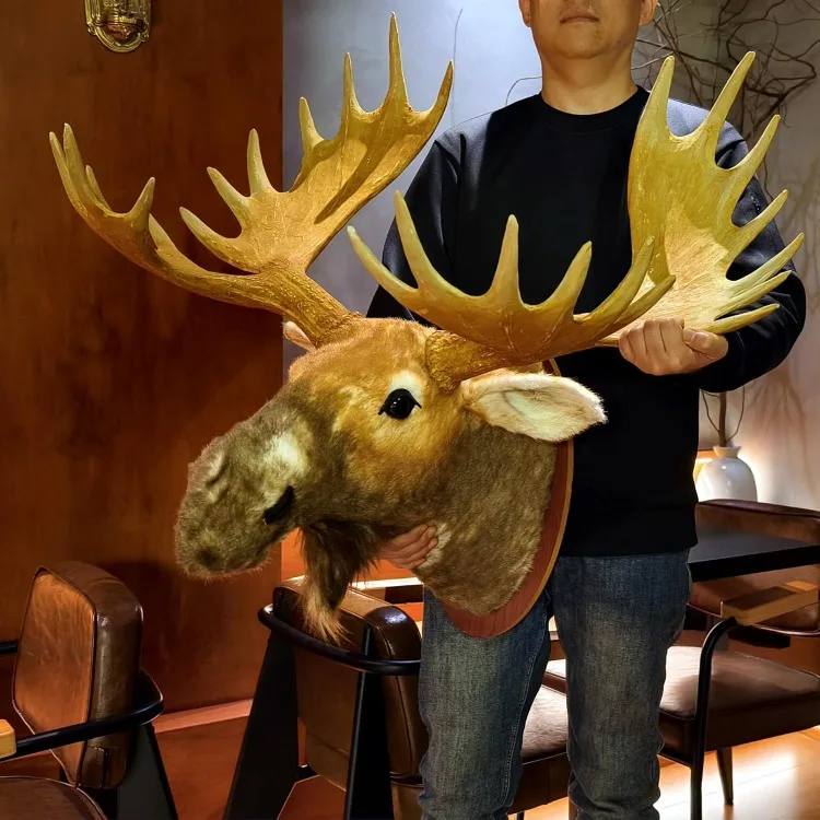 

Трофей с головой лося в натуральную величину, декор, подвесное украшение, креативная скульптура животного, искусственная налогодермия, Hom