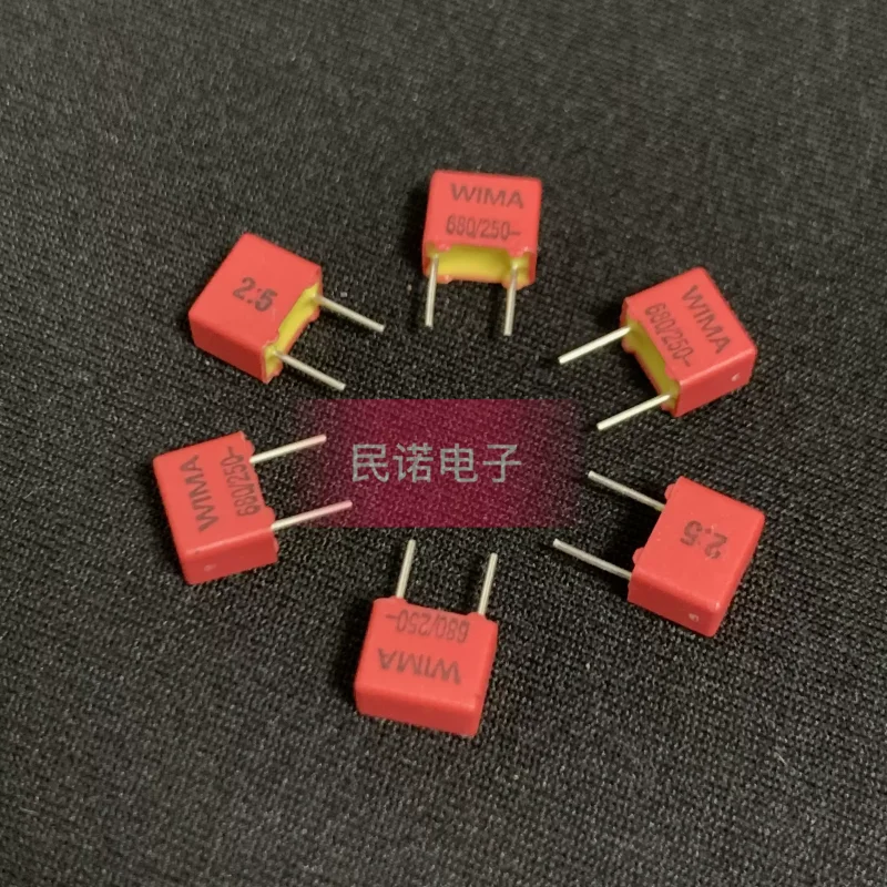 10-100pcs new Weima capacitor WIMA FKP2 250V 0.00068UF 250V 680PF 681 pin spacing 5mm