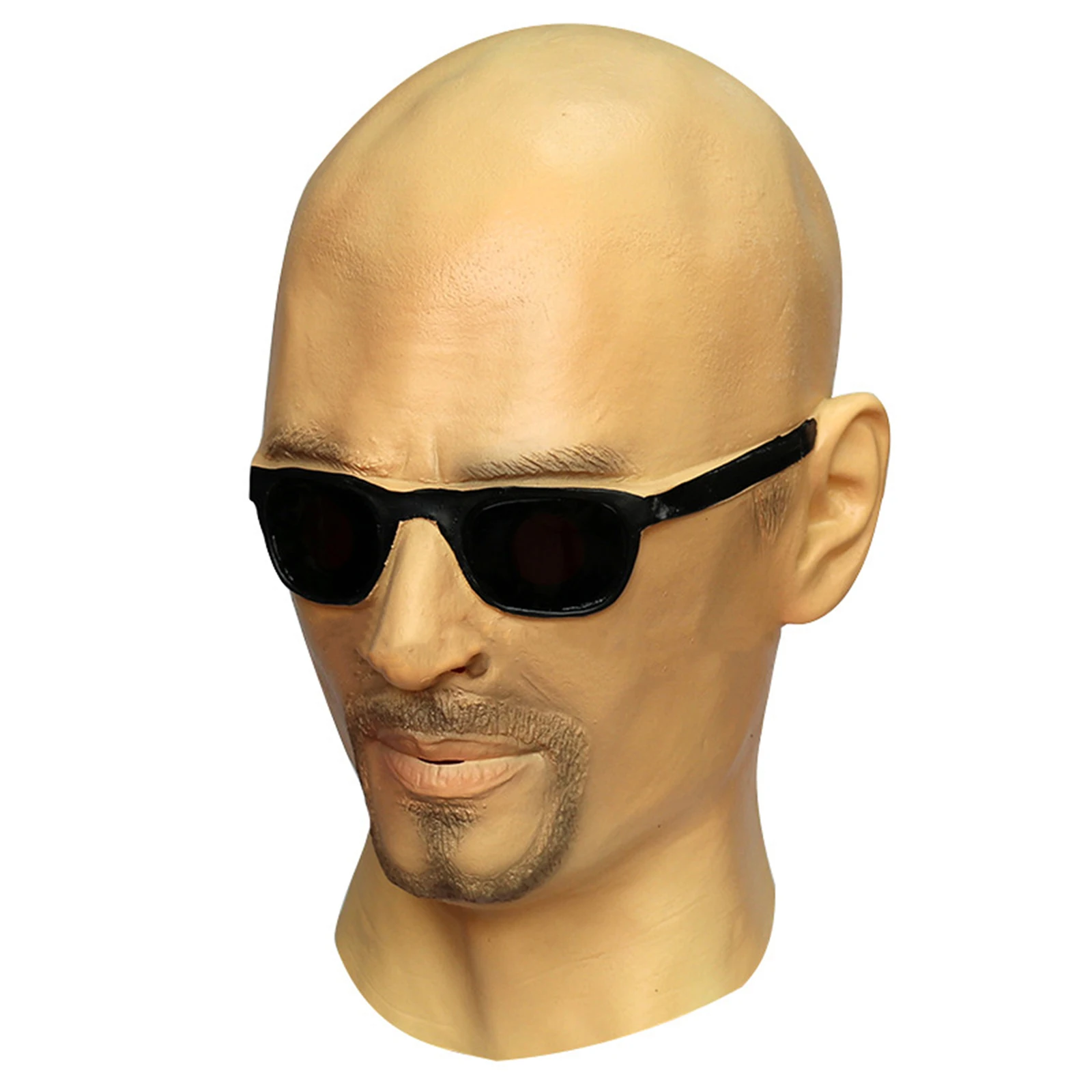 Head Facewear Realistic Glasses Bald Man Facewear Face Shield Headgear for Cosplay Masquerade Halloween Costumes