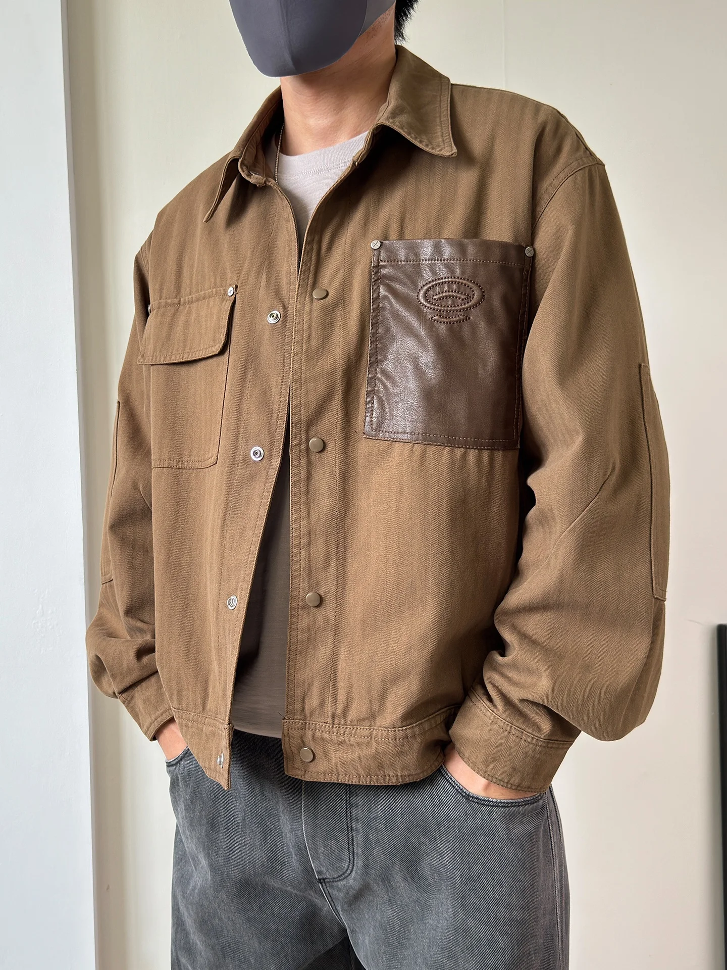 

Detroit Sle Casual Cotton Jaet Men's Faionable Pure Cotton Collar Workwear Jaet American Sle Upper Bodywear