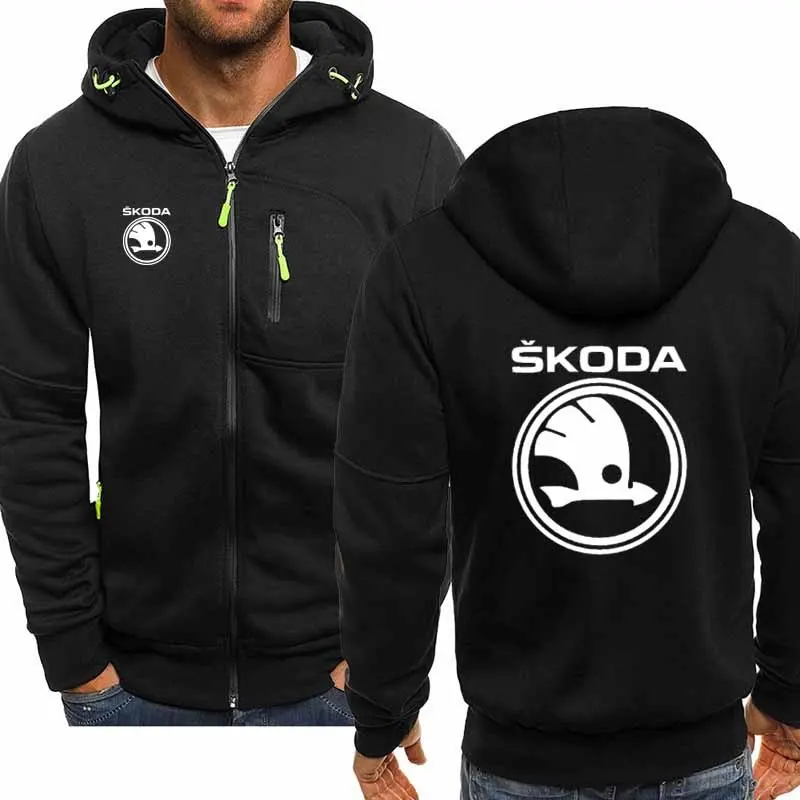 

2023 New Spring Autumn Skoda Hoodied Men's Fashion Long Sleeve Zipper Cotton Hip-Hop Harajuku Hoody Casual Jacket