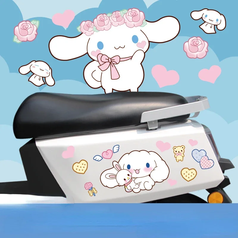 Cute Cartoon Sanrio Cinnamoroll Electric Car Motorcycle Personality Waterproof Decorative Sticker