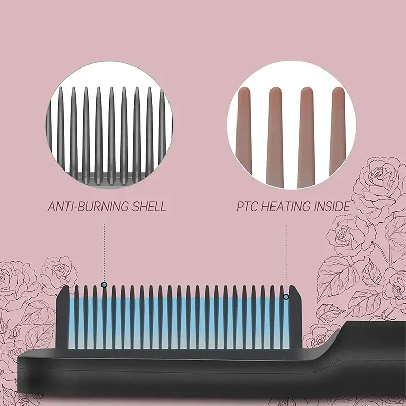 New Hair Straightener Quick Heated Electric Hot Comb Hair Straightener Professional Mini Negative Ion Hair Care Hairstyle Brush