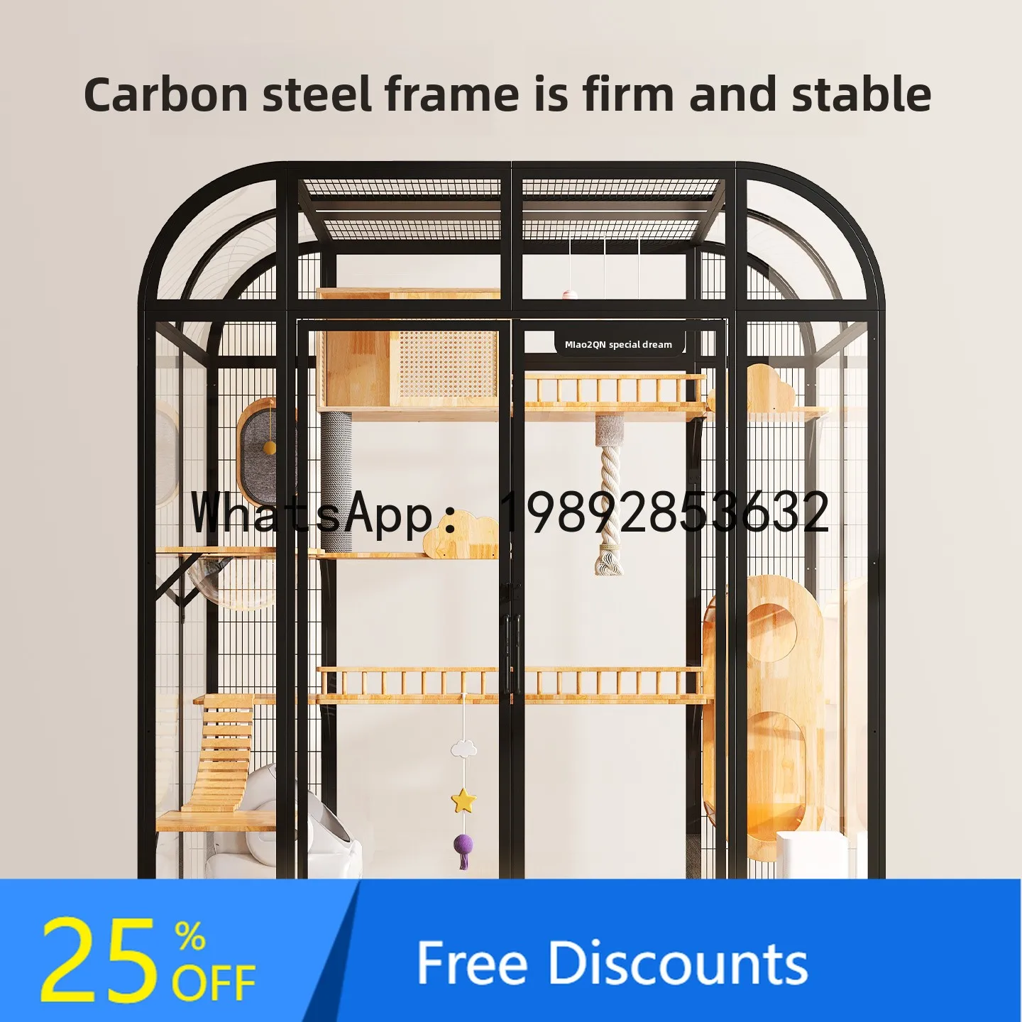 

YFY Panoramic Cat Villa Home Luxury Large Space Glass Indoor Elevated Cat Cage