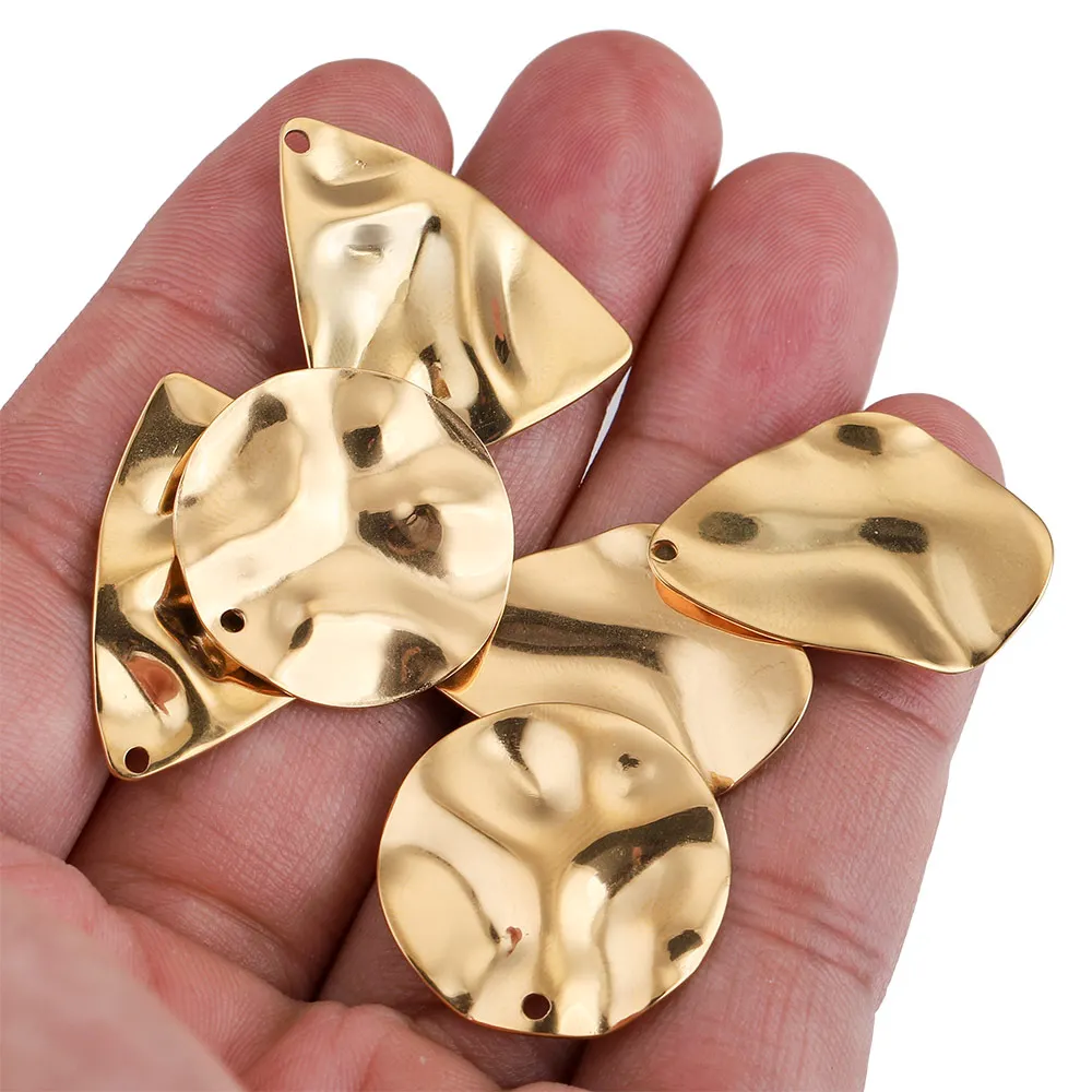 10PCS Gold Stainless Steel Stamping Geometry Pendants Earring Charms Connectors for DIY Jewelry Making Supplies Wholesale Items