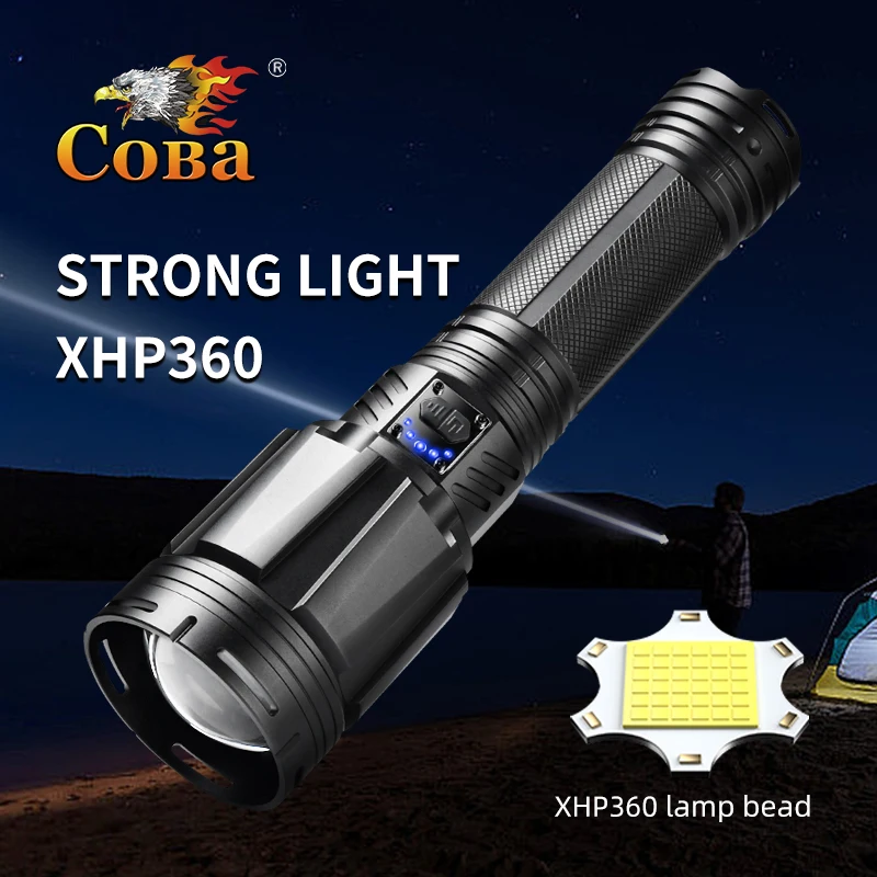 Portable Rechargeable Led Lamp Powerful Flashlight Outdoor Lights Camping Accsesories Personal Defenses Power Bank Xhp360